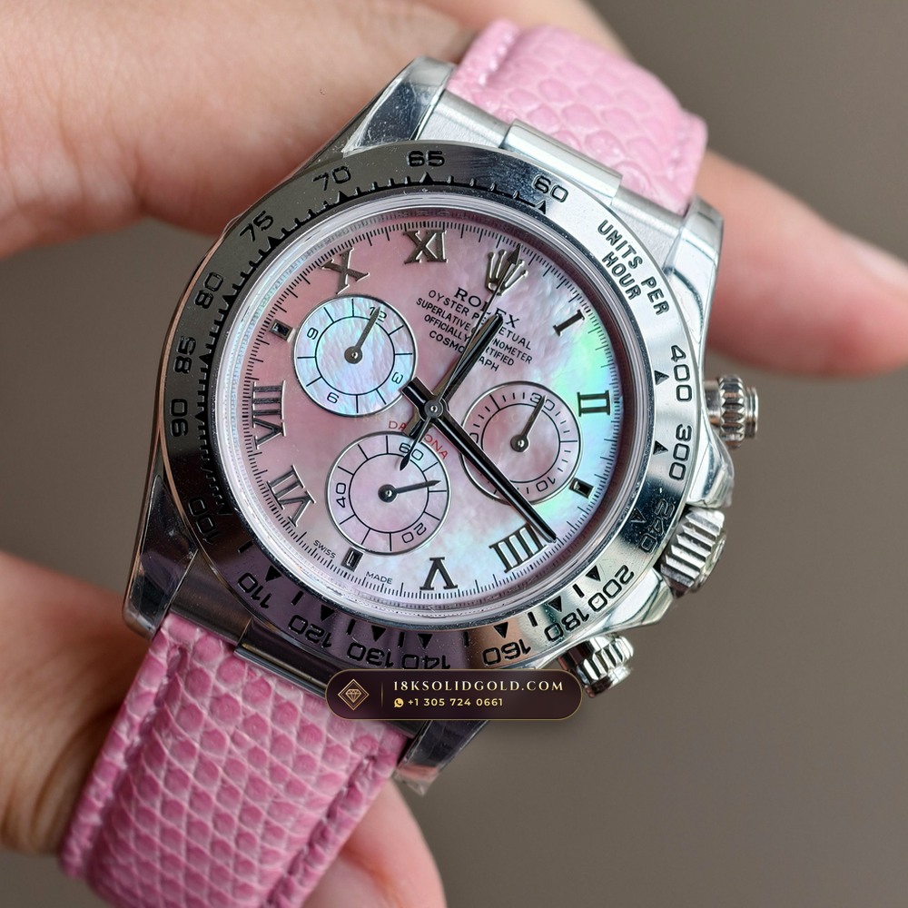 Rolex Cosmograph Daytona Beach Chrysoprase Green Mother-of-Pearl 18K White Gold Reference 116519 — Hallmarked Edition angle 2
