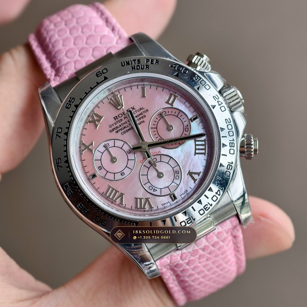 Rolex Cosmograph Daytona Beach Chrysoprase Green Mother-of-Pearl 18K White Gold Reference 116519 — Hallmarked Edition angle 3