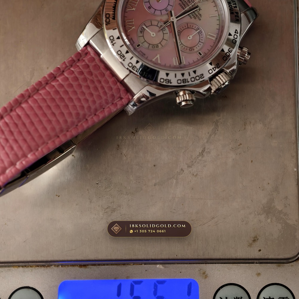 Rolex Cosmograph Daytona Beach Chrysoprase Green Mother-of-Pearl 18K White Gold Reference 116519 — Hallmarked Edition — Studio Gallery Plate IX in 18K White Gold Au750 (138.5g Verified Mass, Rolex Manufacture Cal. 4130 - 72h Power Reserve)