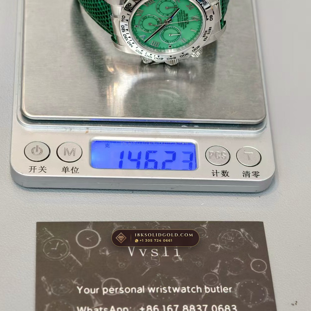 Rolex Cosmograph Daytona Beach Pink Mother-of-Pearl Strap Edition 18K White Gold Reference 116519 — Hallmarked Edition — Studio Gallery Plate X in 18K White Gold Au750 (138.4g Verified Mass, Rolex Manufacture Cal. 4130 - 72h Power Reserve)