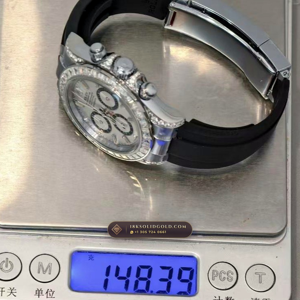 Rolex Cosmograph Daytona Diamond-Set Bezel 18K White Gold Reference 126539TBR — Hallmarked Edition — Studio Gallery Plate IX in 18K White Gold Au750 (160.8g Verified Mass, Rolex Manufacture Cal. 4131 - 72h Power Reserve)