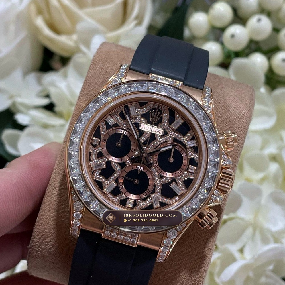 Rolex Cosmograph Daytona Giraffe Off-Catalogue Diamond Edition 18K Everose Gold Geneva Atelier Spec Reference 126555TBR — Hallmarked Edition angle 2