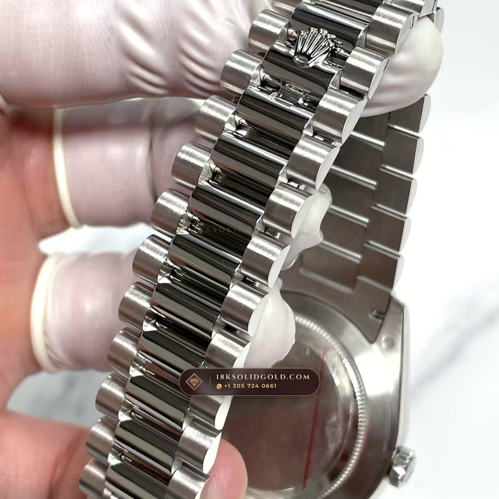 Rolex Day-Date 40 Ice-Blue Sunray Dial 950 Platinum Reference 228206 — Hallmarked Edition — Studio Gallery Plate IX in 950 Platinum Pt950 (286.0g Verified Mass, Rolex Manufacture Cal. 3255 - 70h Power Reserve)