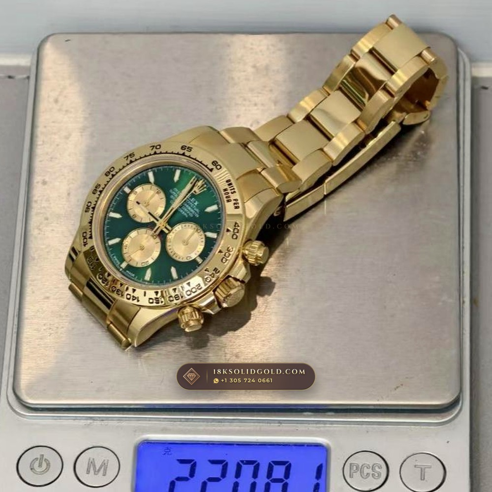 Rolex Cosmograph Daytona John Mayer II Emerald & Gold Subdials 18K Yellow Gold Reference 126508 — Hallmarked Edition — Studio Gallery Plate IX in 18K Yellow Gold Au750 (216.4g Verified Mass, Rolex Manufacture Cal. 4131 - 72h Power Reserve)