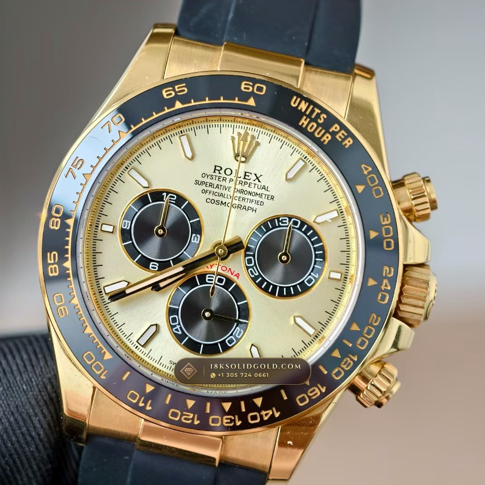 Rolex Cosmograph Daytona 18K Yellow Gold Deep Crystal Optics Reference 126518 — Hallmarked Edition angle 3
