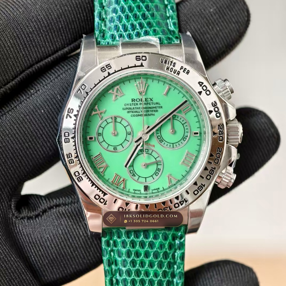 Rolex Cosmograph Daytona Beach Pastel Lizard Strap Collector Edition 18K White Gold Reference 116519 — Hallmarked Edition