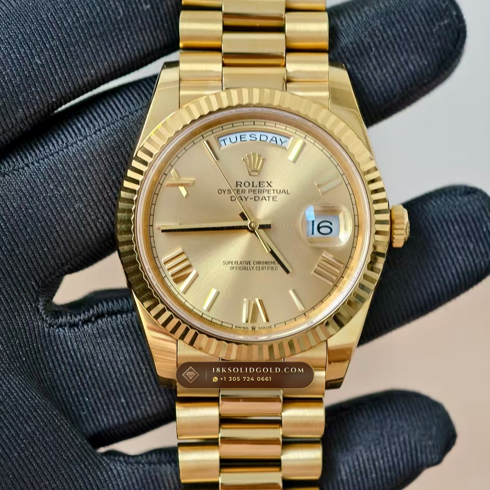 Rolex Day-Date 40 Champagne Sunray Dial 18K Yellow Gold Reference 228238 — Hallmarked Edition