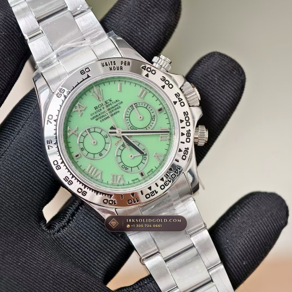Rolex Cosmograph Daytona Beach Roman Mother-of-Pearl Dial 18K White Gold Reference 116519 — Hallmarked Edition angle 2