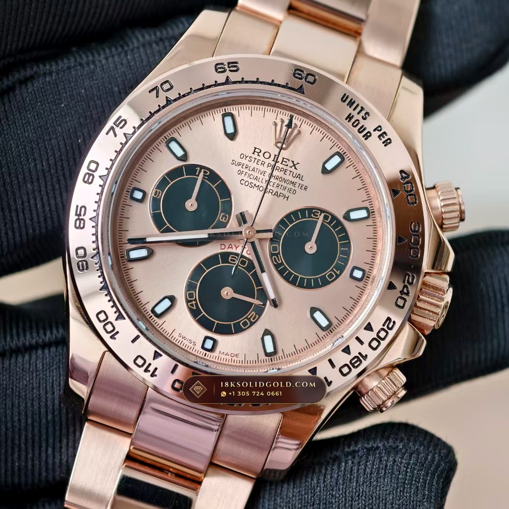 Rolex Cosmograph Daytona 18K Everose Gold Sapphire Caseback Spec Reference 116505 — Hallmarked Edition angle 2