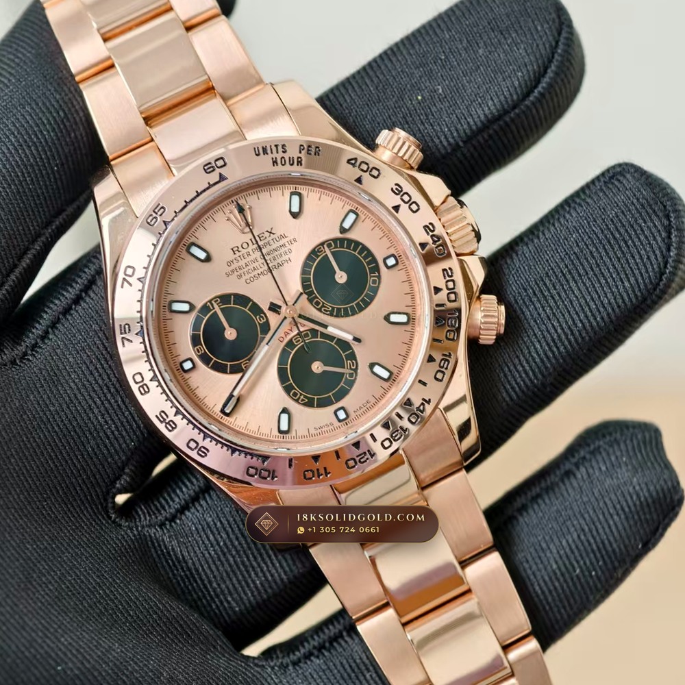 Rolex Cosmograph Daytona 18K Everose Gold Sapphire Caseback Spec Reference 116505 — Hallmarked Edition angle 3