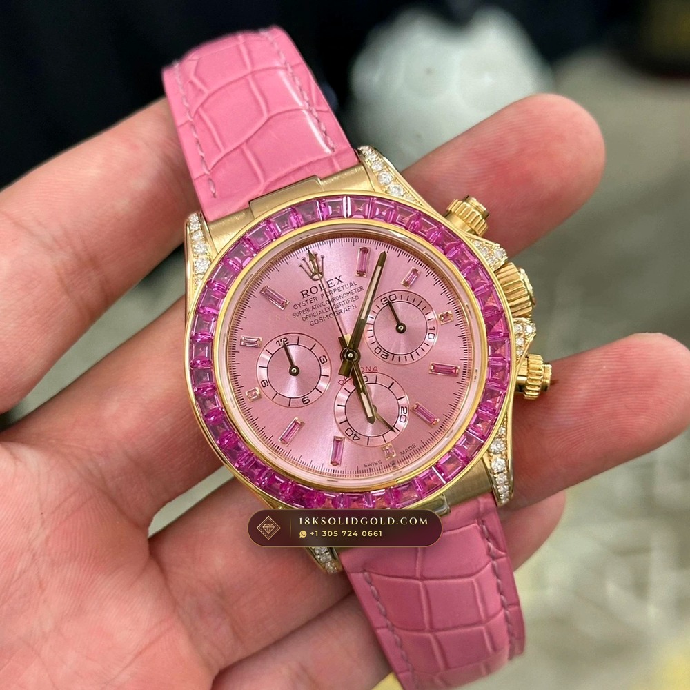 Rolex Cosmograph Daytona Barbie Pink Opal & Ruby 18K Yellow Gold Deep Crystal Optics Reference 126538TBR — Hallmarked Edition