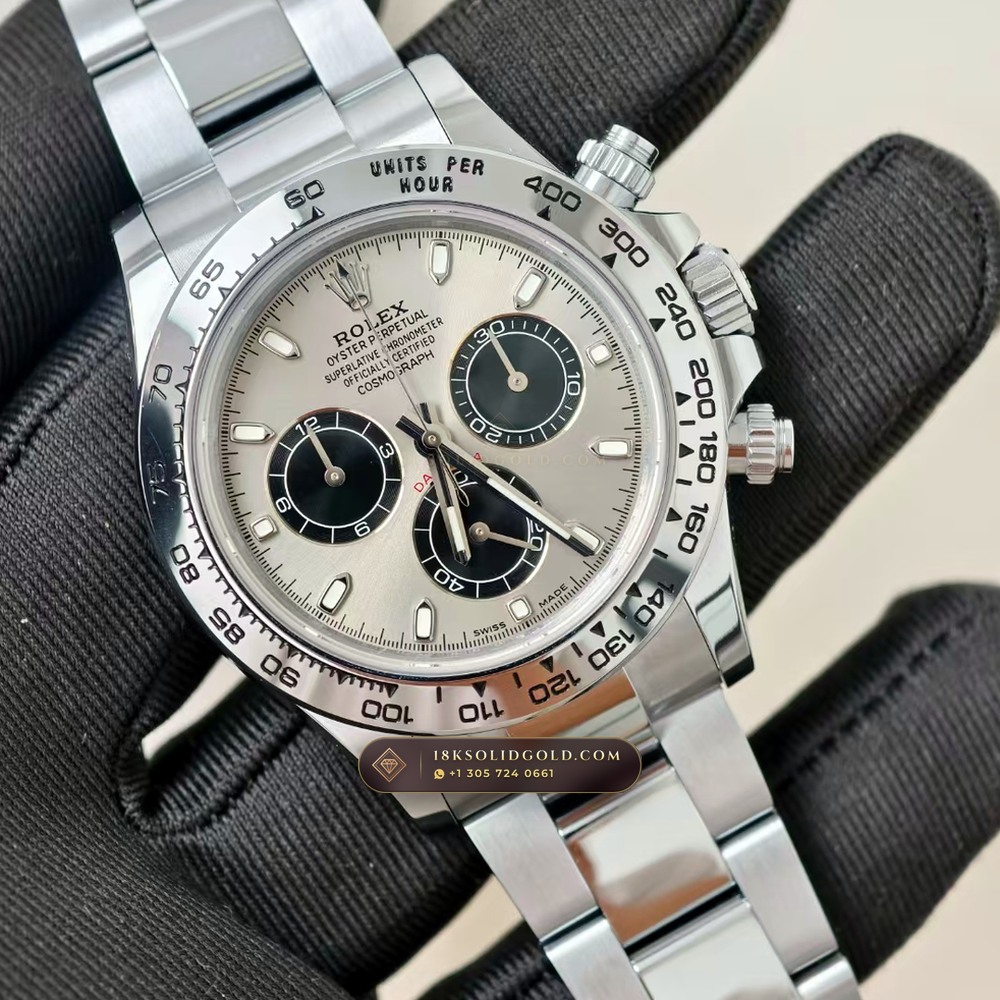 Rolex Cosmograph Daytona 18K White Gold Reference 116509 — Hallmarked Edition angle 2