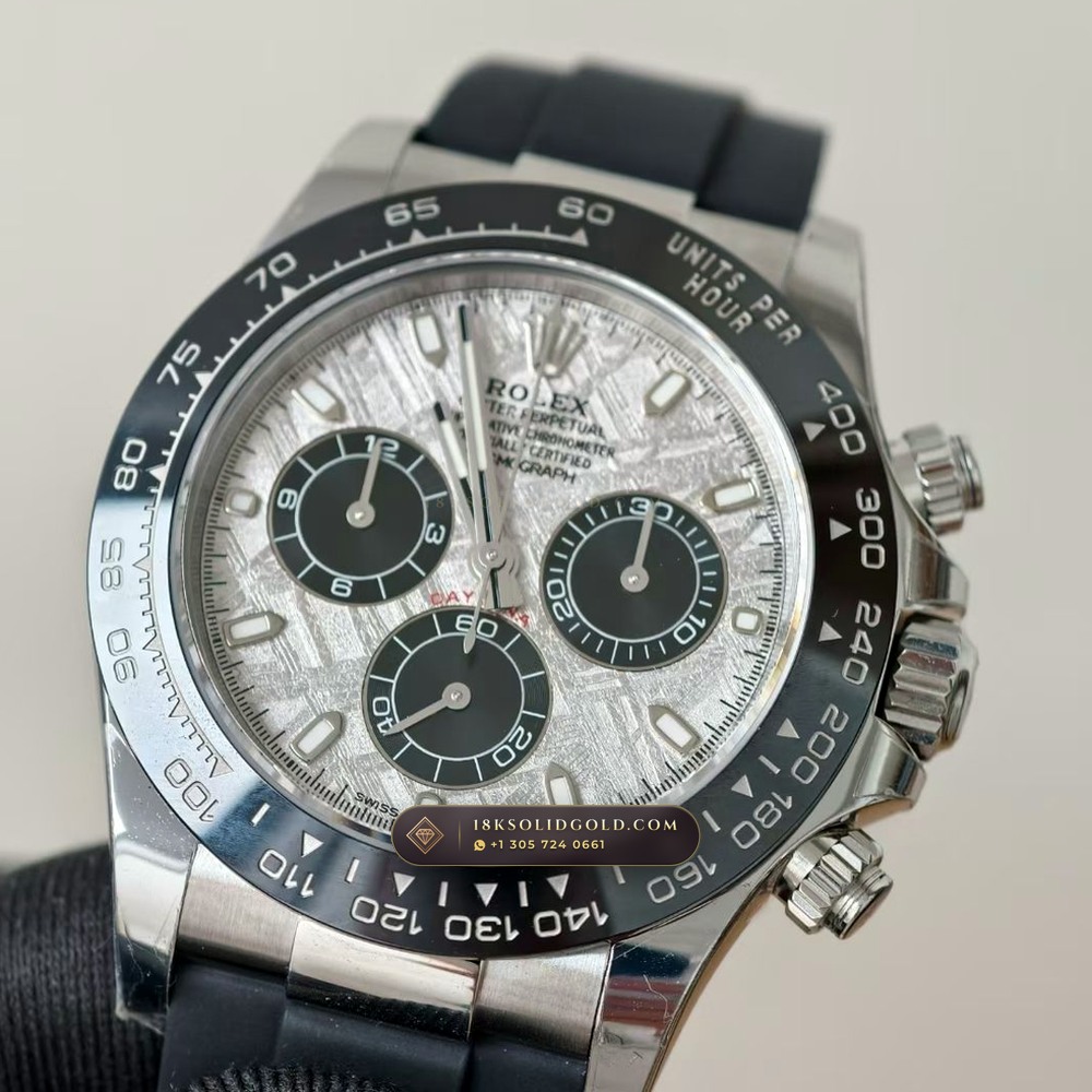 Rolex Cosmograph Daytona Gibeon Meteorite Dial 18K White Gold Reference 126509 — Hallmarked Edition angle 2