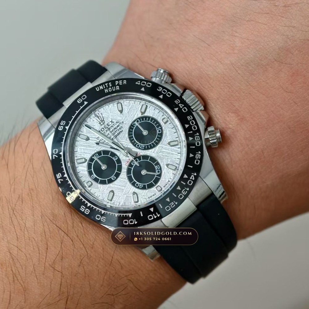 Rolex Cosmograph Daytona Gibeon Meteorite Dial 18K White Gold Reference 126509 — Hallmarked Edition — Studio Gallery Plate VIII in 18K White Gold Au750 (216.3g Verified Mass, Rolex Manufacture Cal. 4131 - 72h Power Reserve)