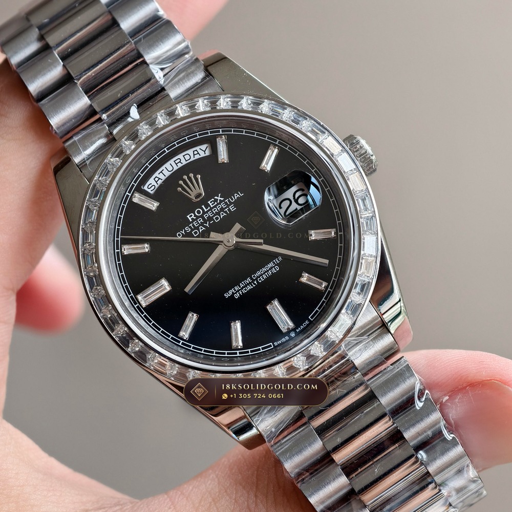Rolex Day-Date 40 Diamond-Set Bezel 950 Platinum Reference 228396TBR — Hallmarked Edition angle 2