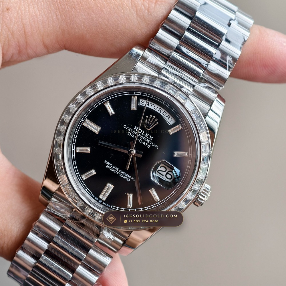 Rolex Day-Date 40 Diamond-Set Bezel 950 Platinum Reference 228396TBR — Hallmarked Edition angle 3