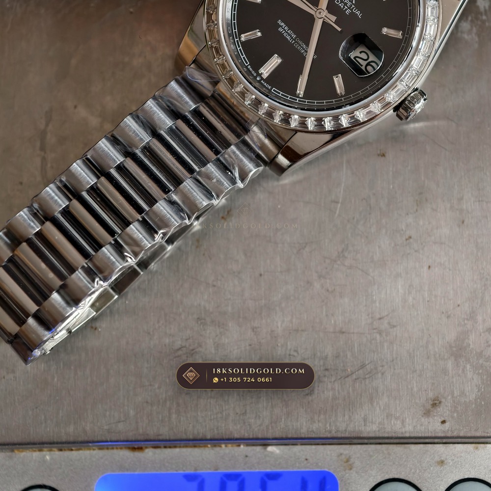 Rolex Day-Date 40 Diamond-Set Bezel 950 Platinum Reference 228396TBR — Hallmarked Edition — Studio Gallery Plate VII in 950 Platinum Pt950 (280.6g Verified Mass, Rolex Manufacture Cal. 3255 - 70h Power Reserve)