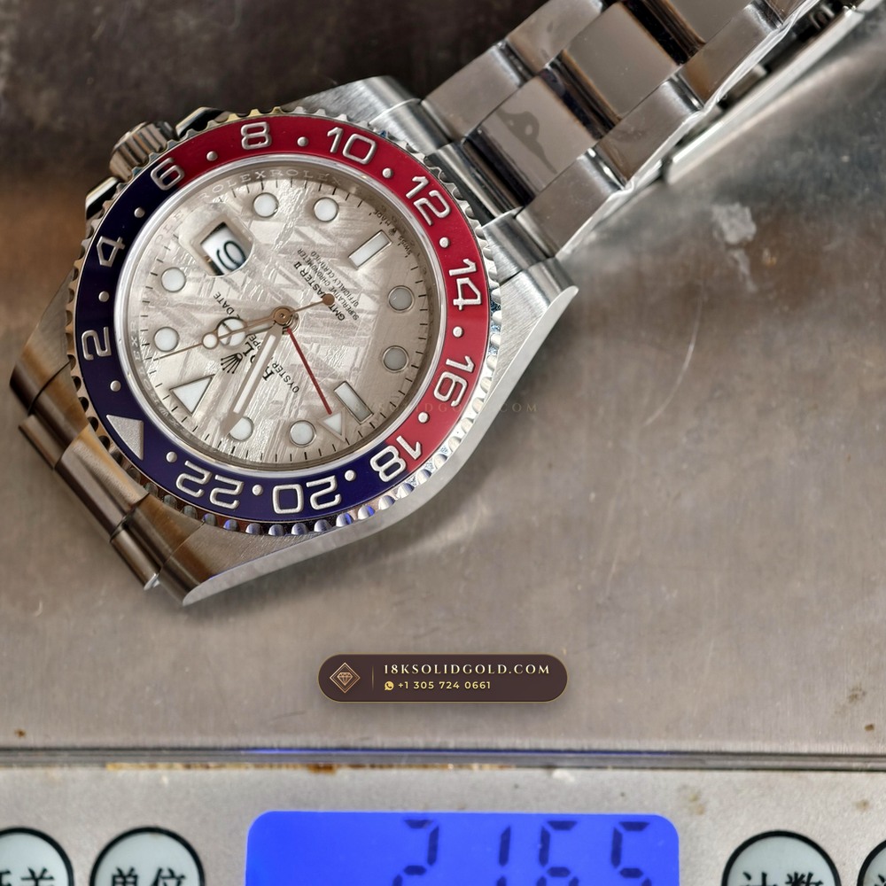 Rolex GMT-Master II Gibeon Meteorite Dial 18K White Gold Reference 126719BLRO — Hallmarked Edition — Studio Gallery Plate IX in 18K White Gold Au750 (217.0g Verified Mass, Rolex Manufacture Cal. 3285 - 70h Power Reserve)