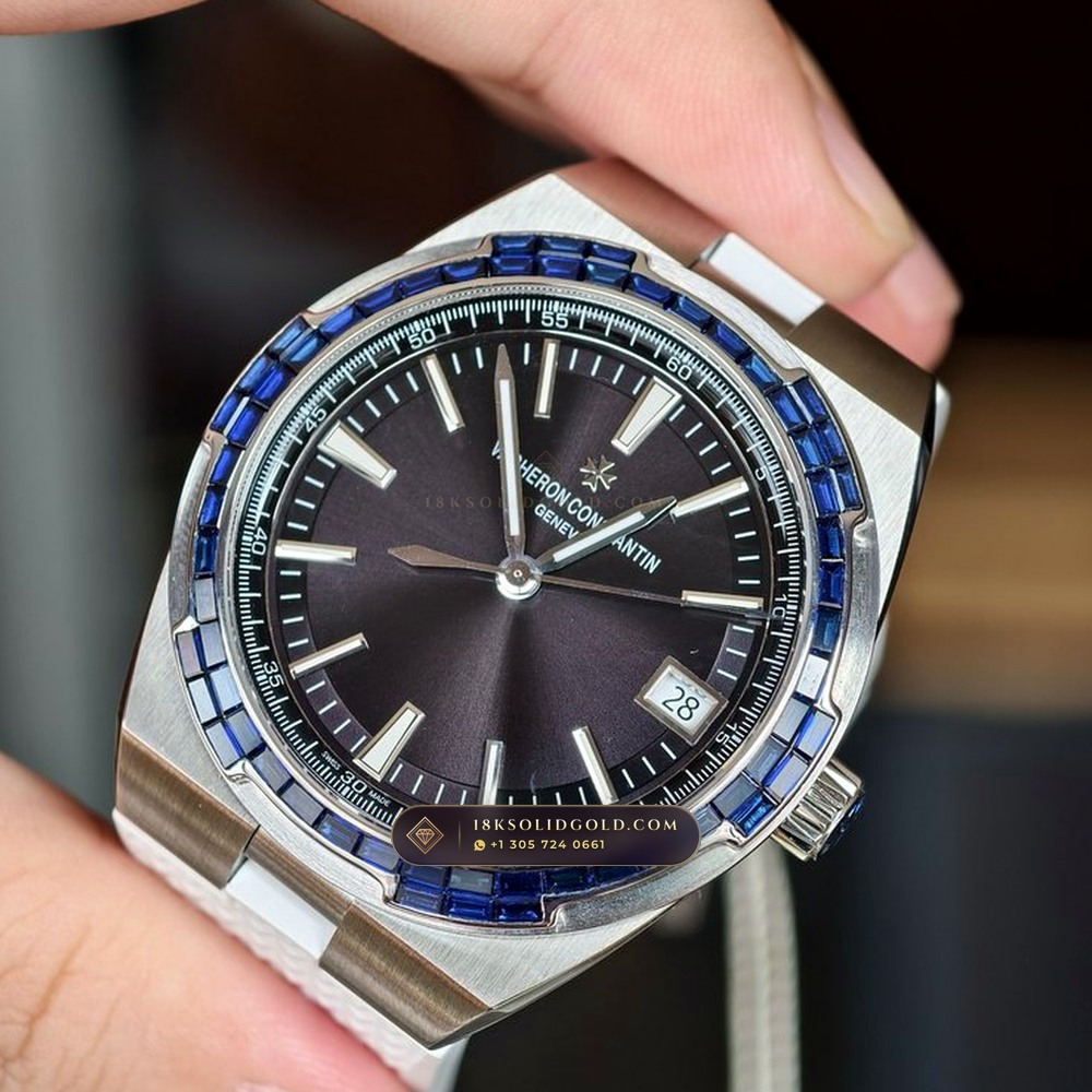Vacheron Constantin Overseas Self-Winding 41mm Baguette Sapphire Bezel 18K White Gold Reference 4500V/110G-B705 — Hallmarked Edition angle 2