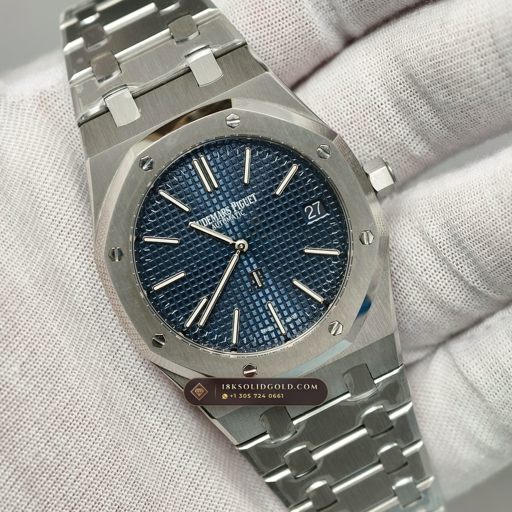 Audemars Piguet Royal Oak Jumbo Extra-Thin 39mm Custom Tapestry Dial 5-Axis CNC Case Reference 15202ST — Salon Edition angle 2